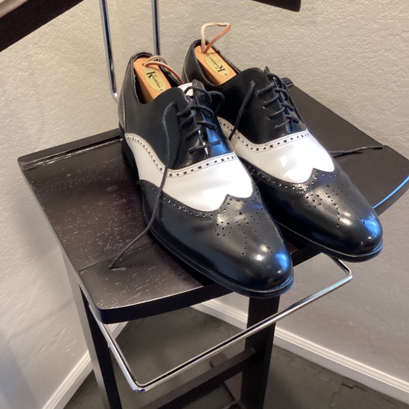 Stacy Adams Tinsley Wingtip Oxford Men\'s shoes black and white Lace Up Size 10